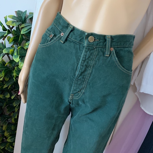 GUESS vintage 90s High rise high waist GREEN skinny denim jeans 25 waist - Picture 5 of 16